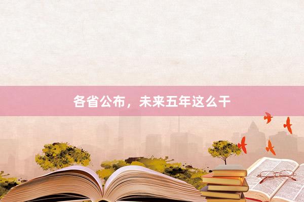 各省公布，未来五年这么干