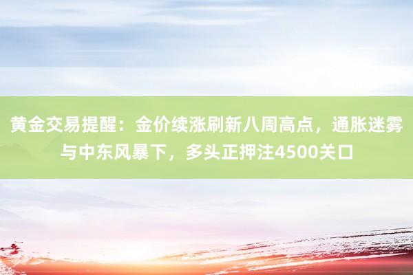 黄金交易提醒：金价续涨刷新八周高点，通胀迷雾与中东风暴下，多头正押注4500关口
