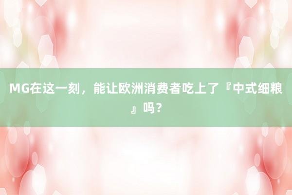 MG在这一刻，能让欧洲消费者吃上了『中式细粮』吗？