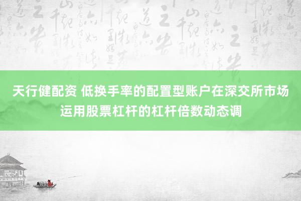 天行健配资 低换手率的配置型账户在深交所市场运用股票杠杆的杠杆倍数动态调